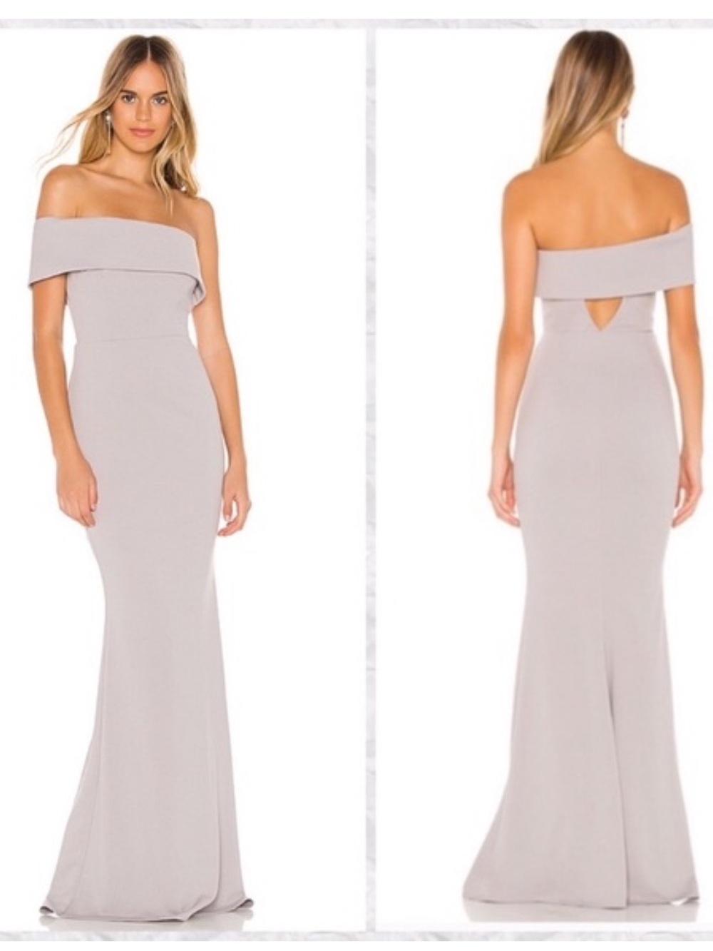 Katie May Off-Shoulder Long Formal Dress Gray women 2 wedding gown event Y2K